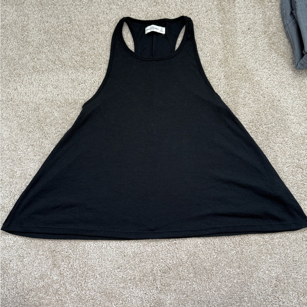 Abercrombie & Fitch Black Asymmetrical Relaxed Tank Top